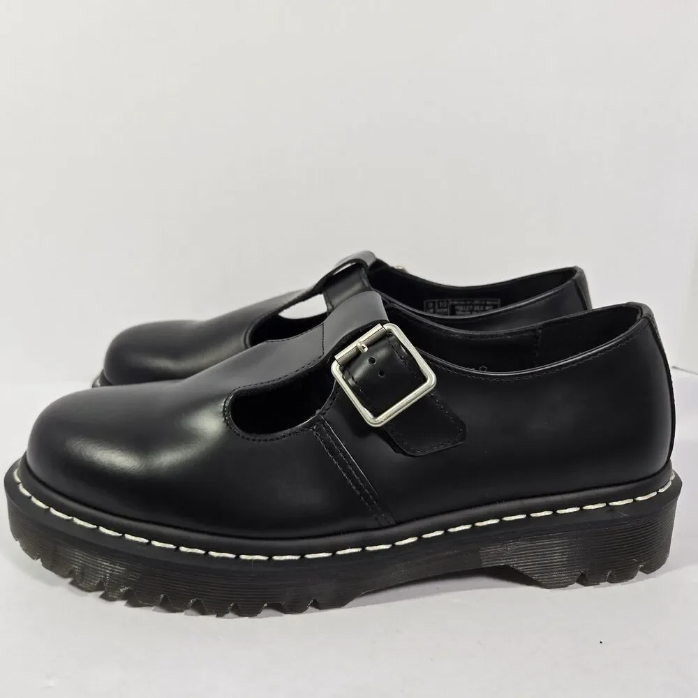 Dr. Martens Polley Bex Smooth Leather Mary Jane Shoes Black Mens 10 Womens 11